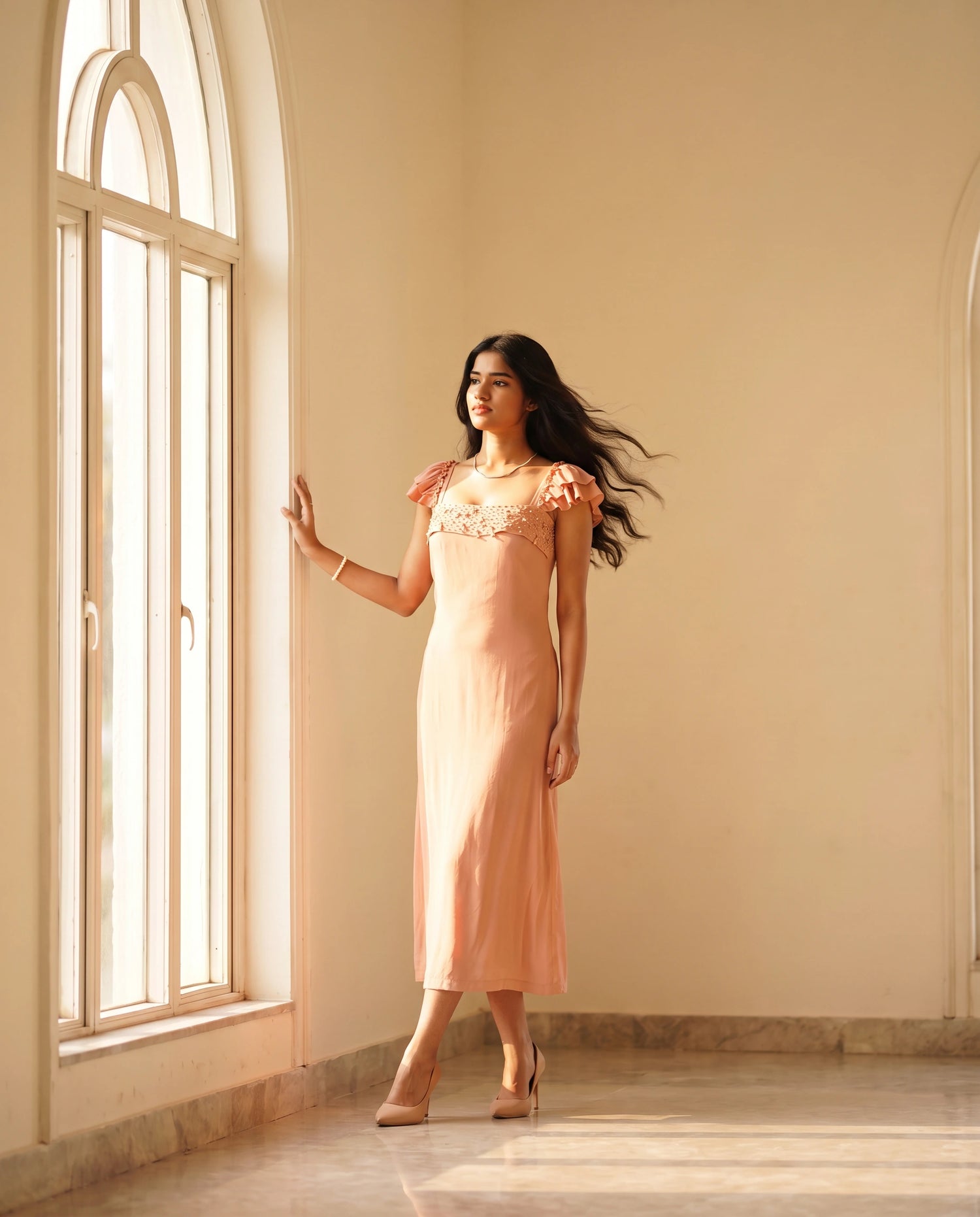 Rose Mist Midi Dress