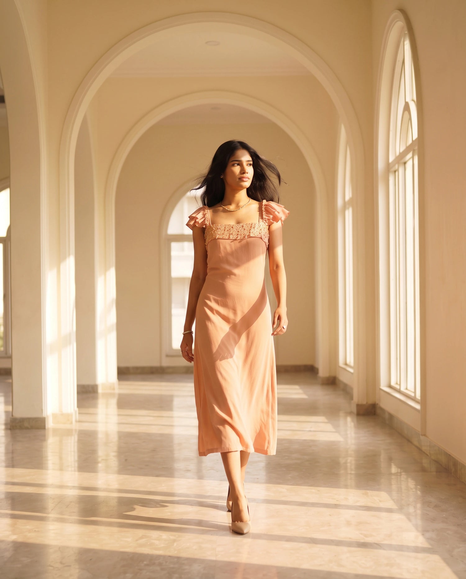 Rose Mist Midi Dress