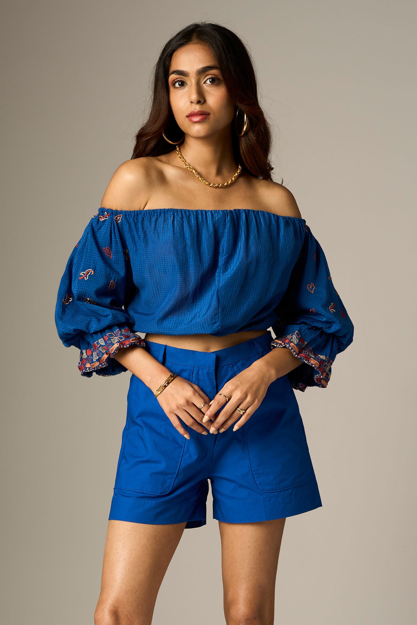 LEHR OFF SHOULDER CROPPED TOP