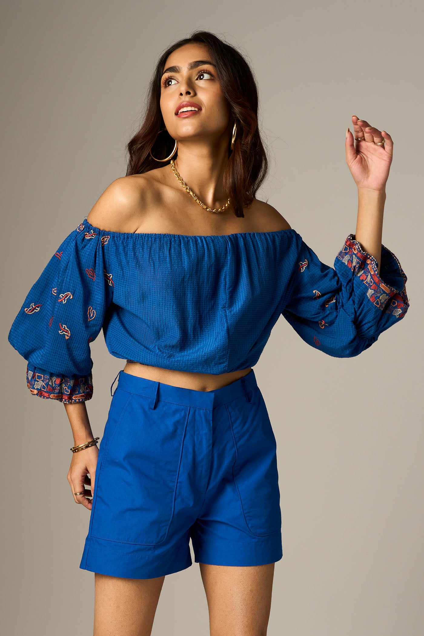 LEHR OFF SHOULDER CROPPED TOP
