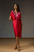 LEHR V NECK MOCK WRAP SHORT DRESS