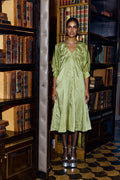 AIRA V NECK PLEATED DRESS