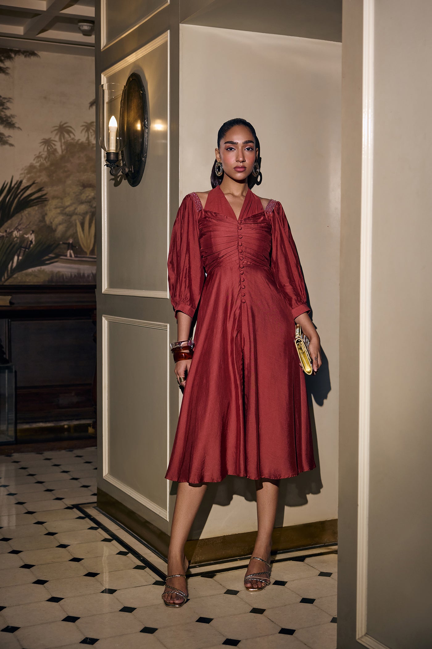AIRA RUCHED NECK DRESS