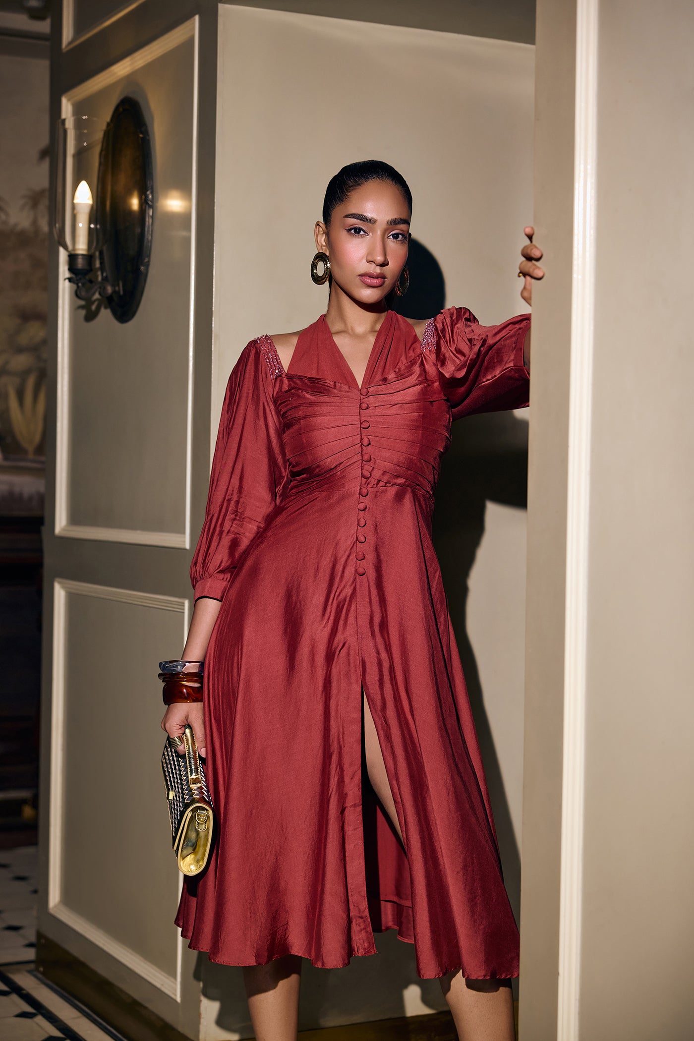 AIRA RUCHED NECK DRESS