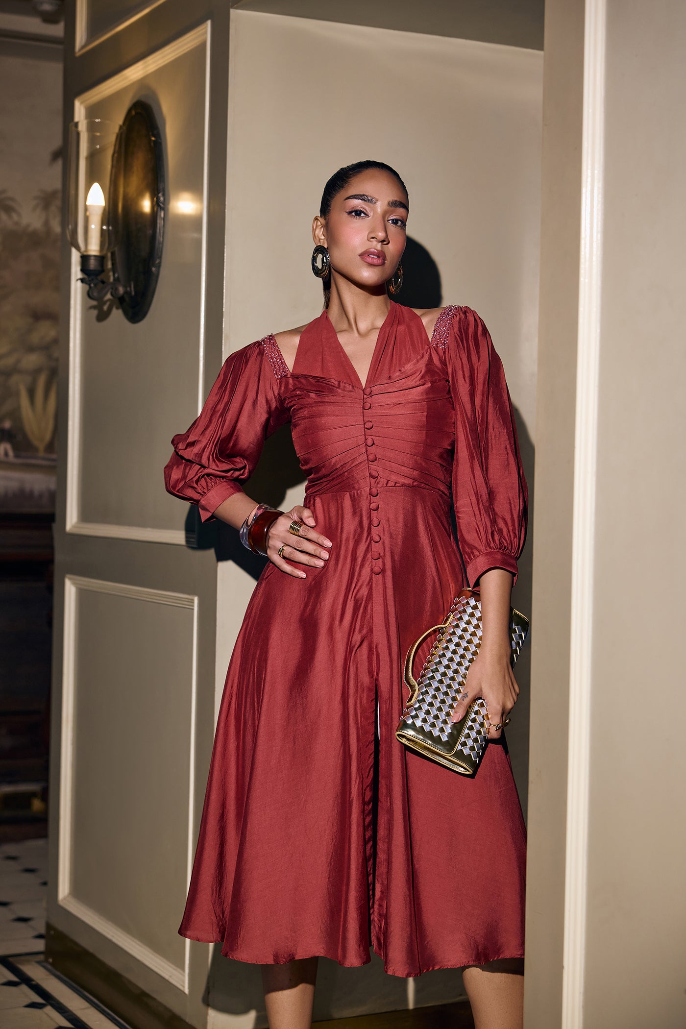 AIRA RUCHED NECK DRESS