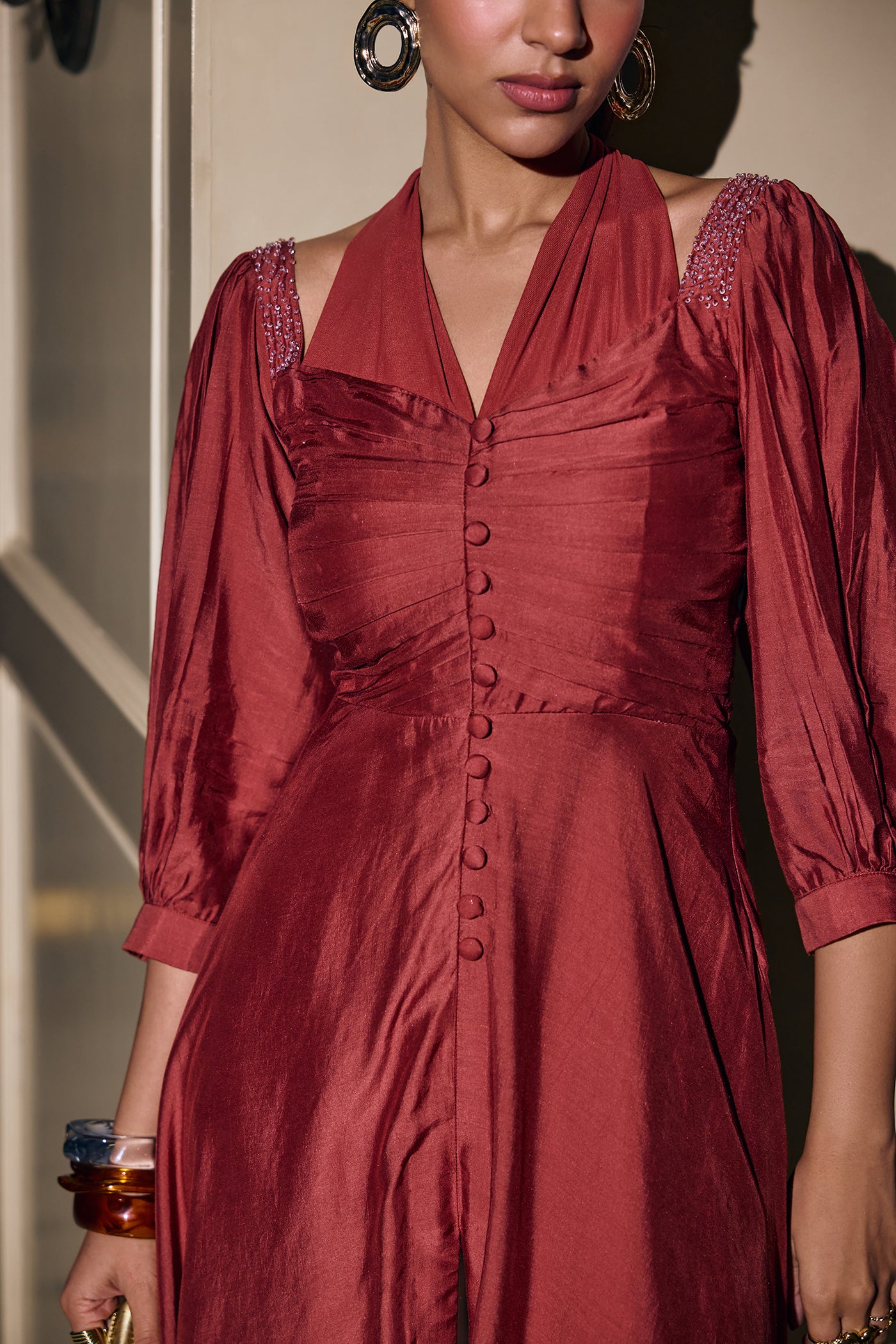 AIRA RUCHED NECK DRESS