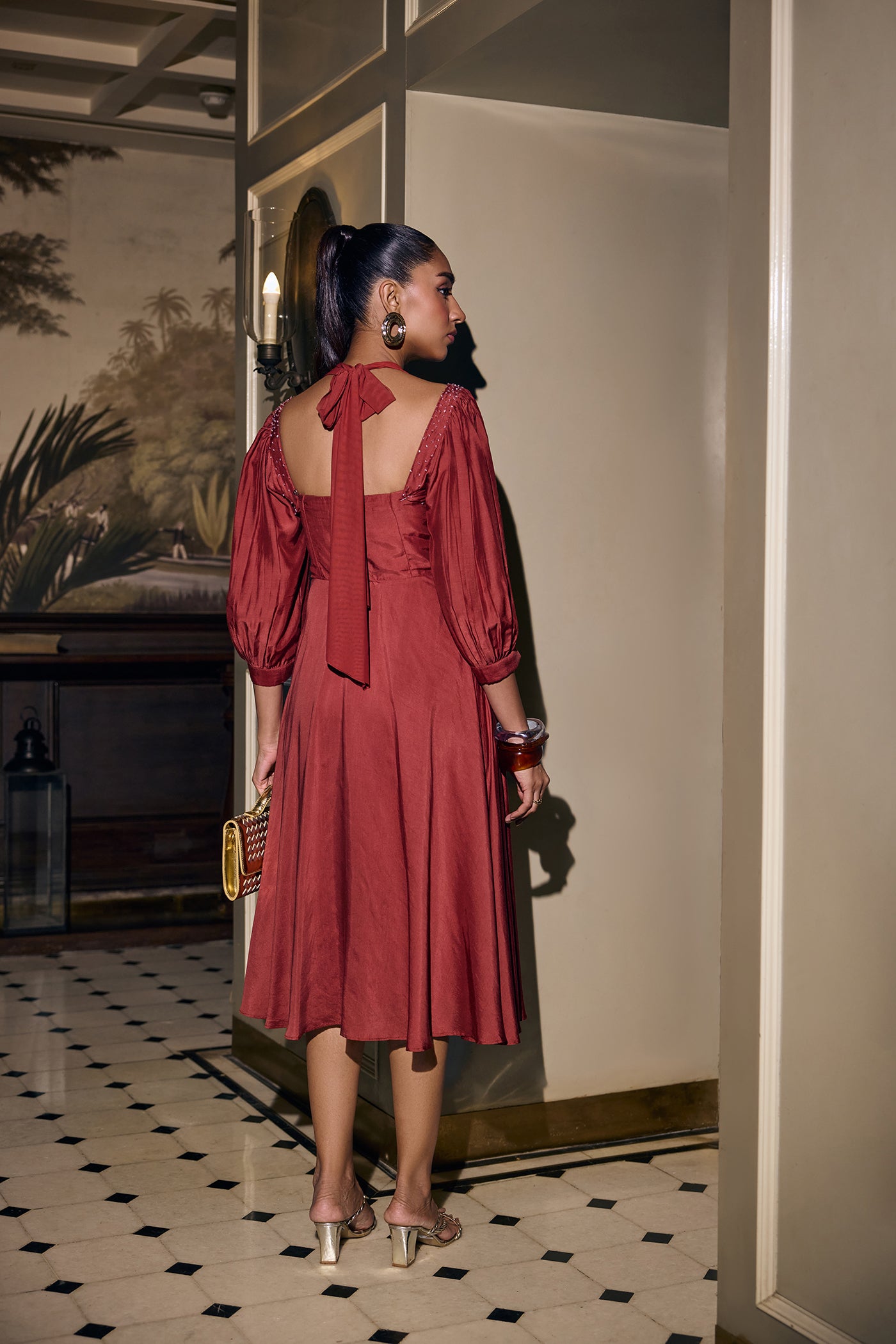AIRA RUCHED NECK DRESS