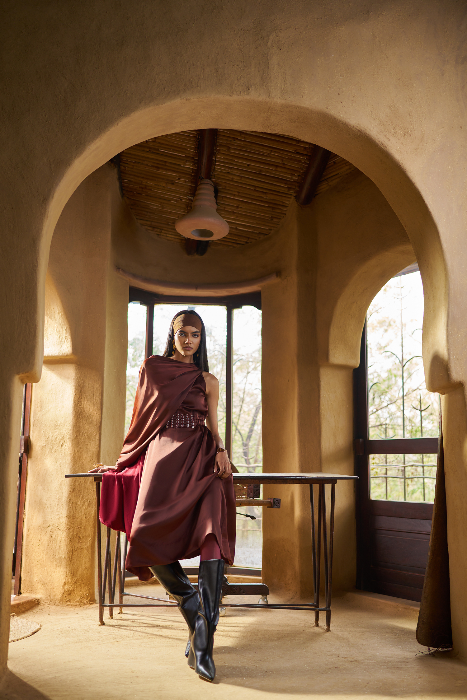 EESH DRAPED SCARF DRESS